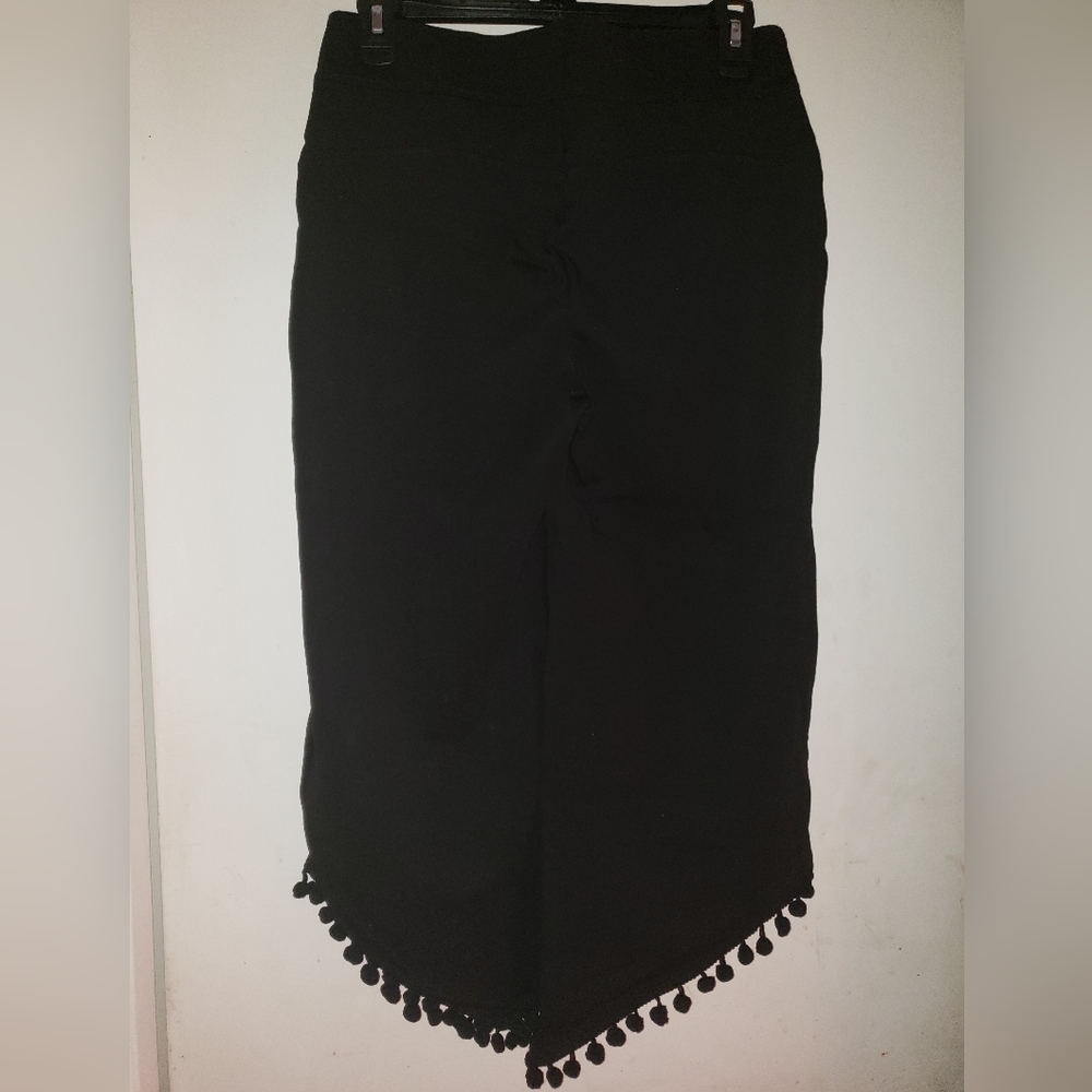 Slim Factor by Investments Wide Waistband Tapered Ruffle HemCropped Flare Pants